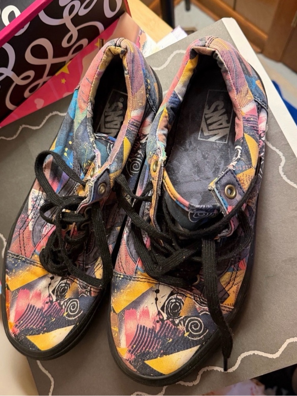 Vans Multicolor High-Top Sneakers with Black Laces Mens 10/Womans 11.5